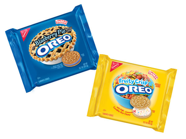 Oreo lance deux nouveautés : tarte à la myrtilles & céréales Fruity Crisp