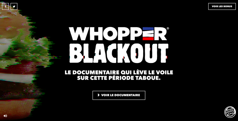 Burger King crée un documentaire sous le nom de Whopper Blackout